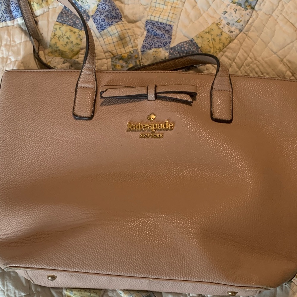 kate spade Blush Pink Pebble Leather Tote with Bow